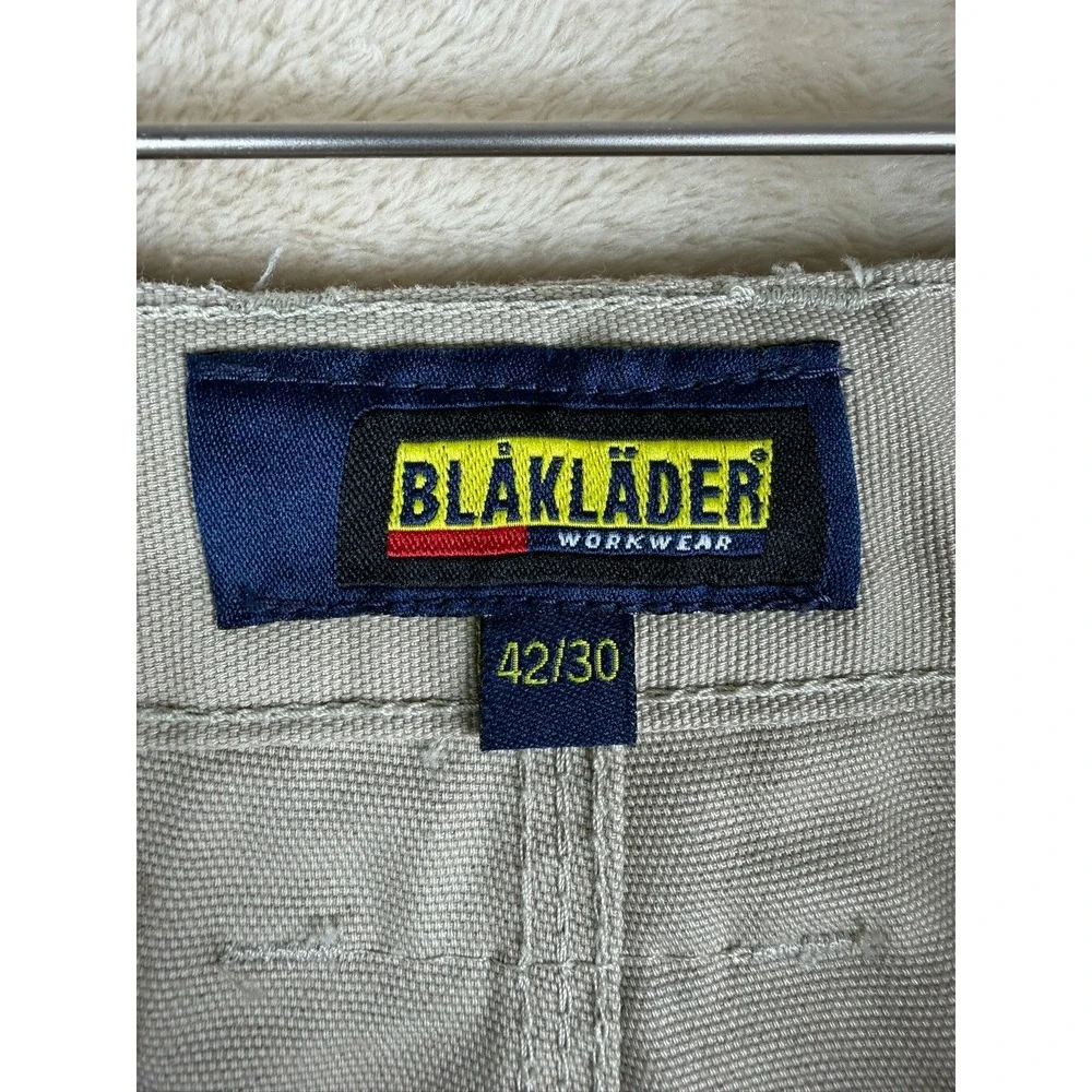 BLAKLADER Workwear Cargo Pants Beige Utility Double Knee Multi-Pockets Men 42X30